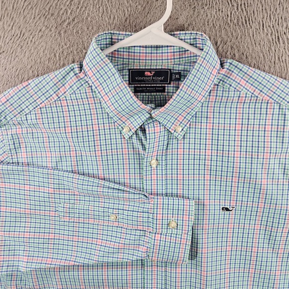 Vineyard Vines Other - Vineyard Vines Slim Fit Whale Shirt Mens XL Pink Blue Green Plaid Button Down